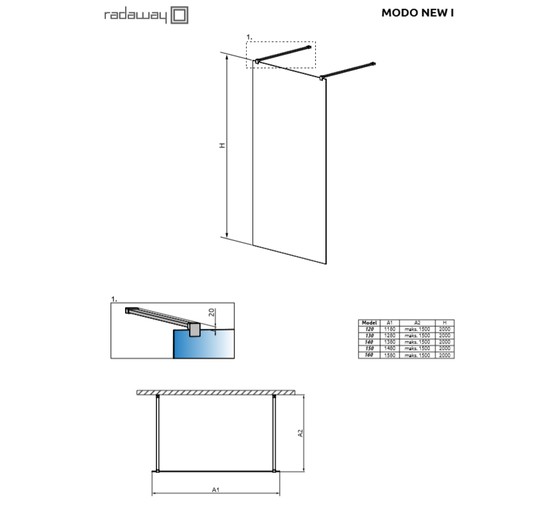 Душевая перегородка Radaway Modo I New 120 1200x2000 хром, прозр.стекло