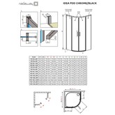 Душевой угол Radaway Idea Black PDD  800х800  черный, прозрачное стекло