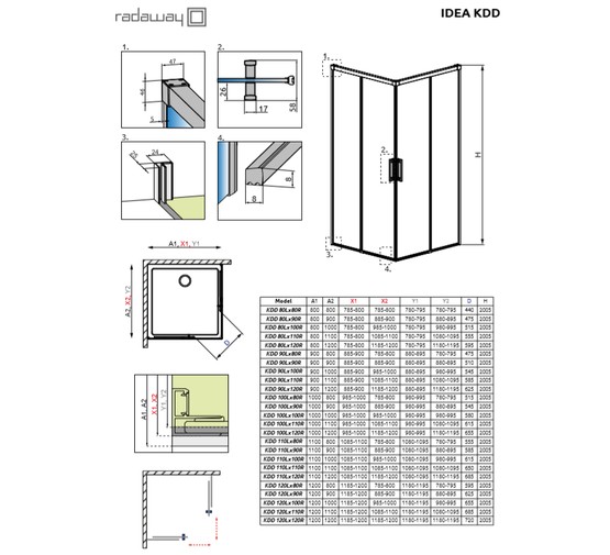 Душевой угол Radaway Idea Black KDD 800х800 черный, прозрачное стекло