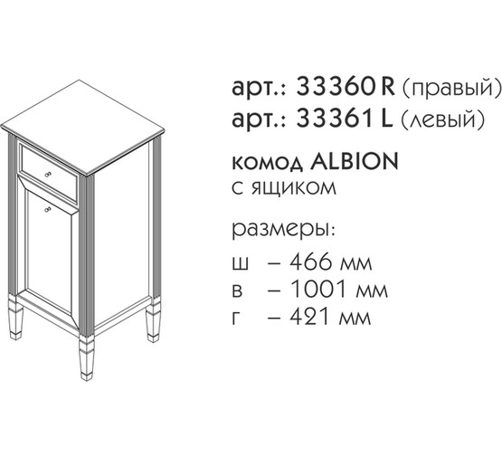 Полупенал Caprigo Albion-promo 430 Bianco Antico левый