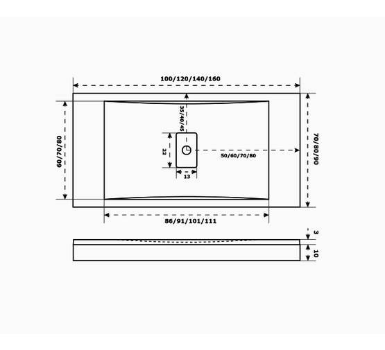 Душевой поддон Good Door Flow 1400x800 литьевой мрамор