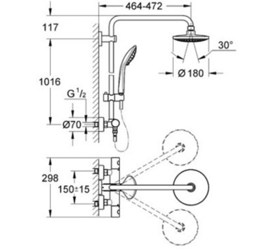 Душевая система Grohe Euphoria System 260 27615001 термостат хром