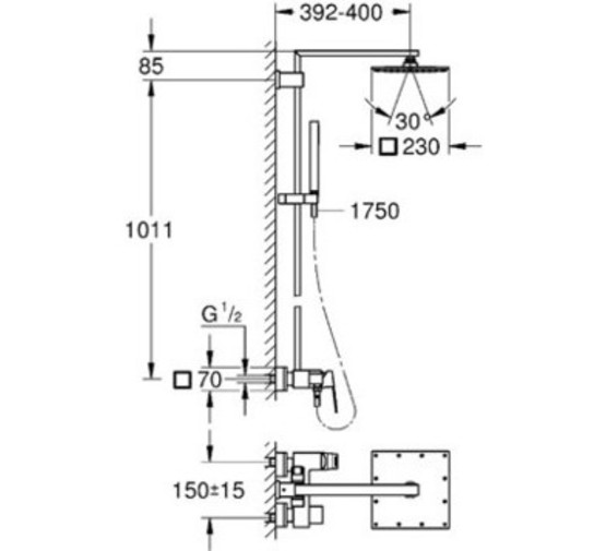 Душевая система Grohe Euphoria Cube System 230 23147001 со смесителем хром