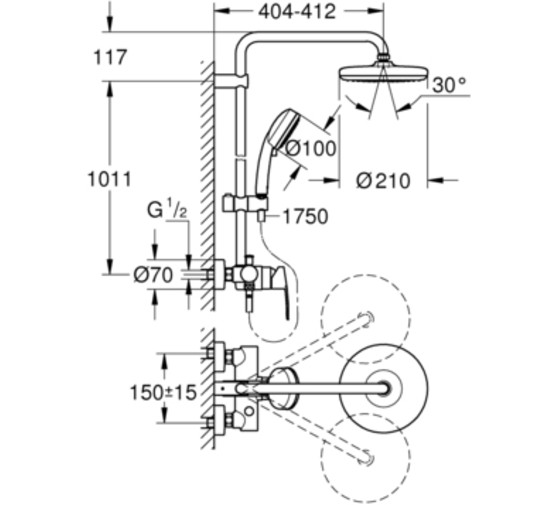 Душевая система Grohe Tempesta Cosmopolitan System 210 26224001 со смеситем хром