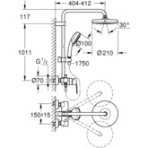 Душевая система Grohe Tempesta Cosmopolitan System 210 26224001 со смеситем хром