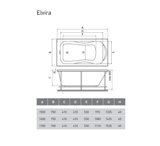 Акриловая ванна Relisan Elvira 150x75