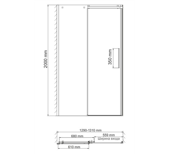 Душевая дверь Wasserkraft Alme 15R30 130 хром,прозр.стекло 