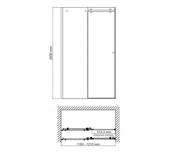 Душевая дверь Wasserkraft Vils 56R05 120 хром,прозр.стекло 