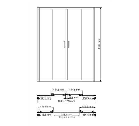 Душевая дверь Wasserkraft Lippe 45S09 170 хром,прозр.стекло 