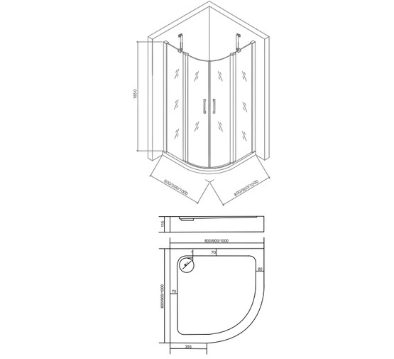 Душевой угол GOOD DOOR Pandora R-90-C-CH 900x900  хром + прозрачное стекло 