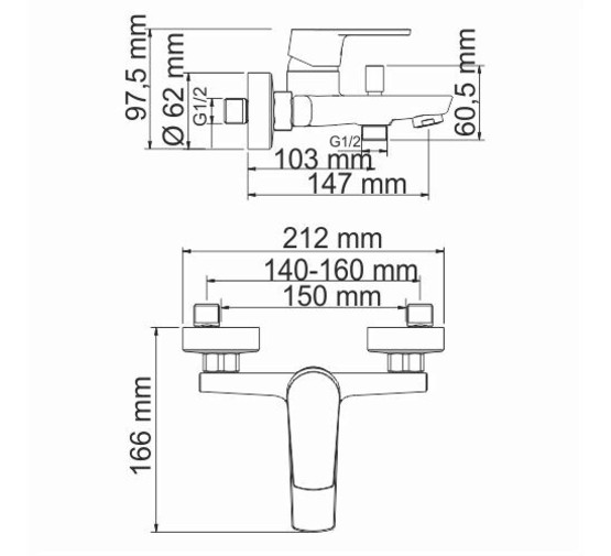 Смеситель для ванны Wasserkraft Dill 6101 хром