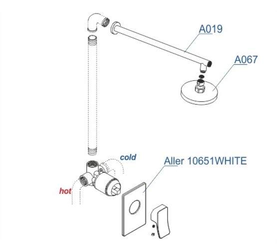 Душевая система Wasserkraft Aller A12667WHITE со смесителем белый/хром