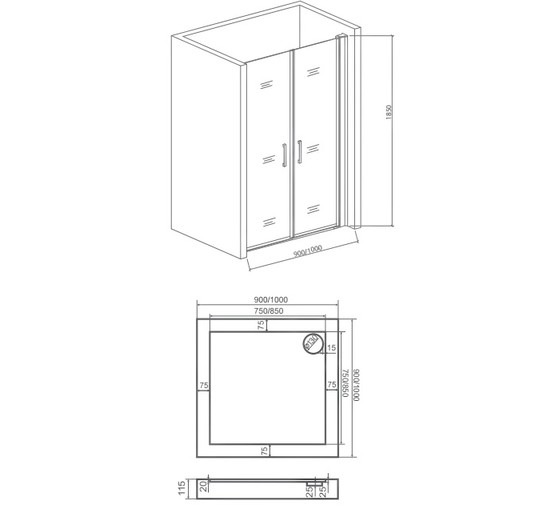 Душевая дверь GOOD DOOR Pandora SD-90-C-CH хром, стекло прозрачное