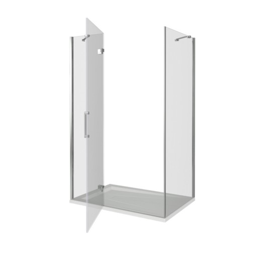 Душевой угол GOOD DOOR Saturn WTW-110-C-CH-L + SP-80-C-CH  1100x800 хром,прозр. стекло 