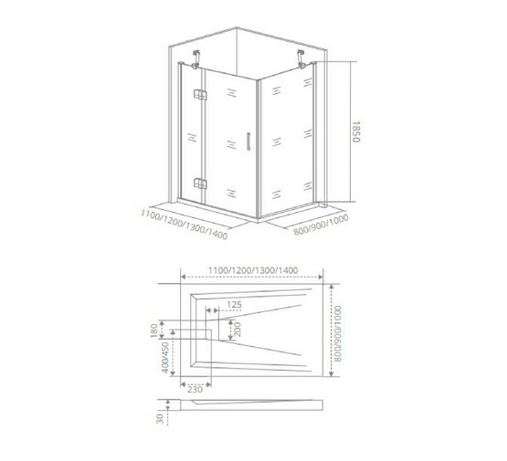 Душевой угол GOOD DOOR Saturn WTW-110-C-CH-L + SP-80-C-CH  1100x800 хром,прозр. стекло 