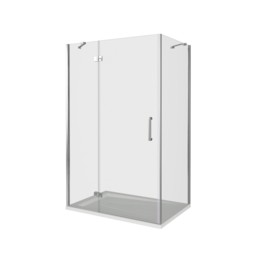 Душевой угол GOOD DOOR Saturn WTW-110-C-CH-L + SP-80-C-CH  1100x800 хром,прозр. стекло 