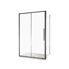 Душевой угол GOOD DOOR Idea WTW-110-C-B + SP-90-C-B 1100x900 черный,прозр. стекло 