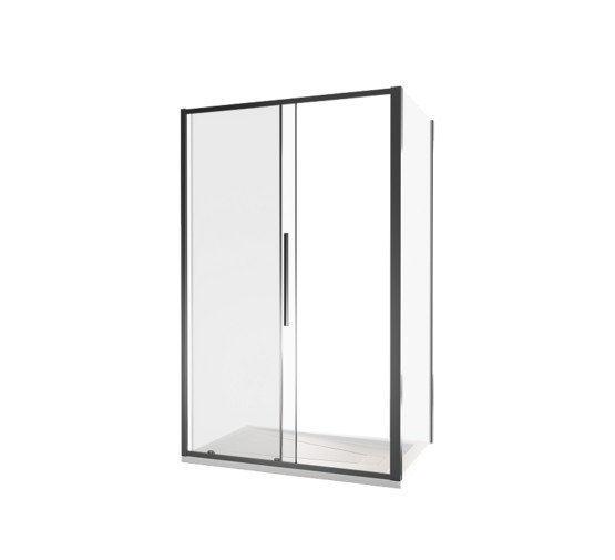 Душевой угол GOOD DOOR Idea WTW-110-C-B + SP-100-C-B  1100x1000 черный,прозр. стекло 