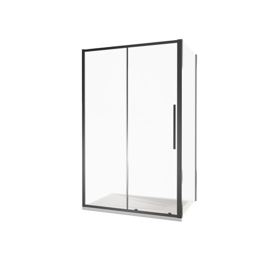 Душевой угол GOOD DOOR Idea WTW-110-C-B + SP-100-C-B  1100x1000 черный,прозр. стекло 