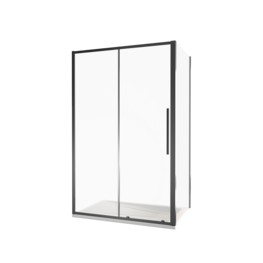 Душевой угол GOOD DOOR Idea WTW-110-C-B + SP-100-C-B  1100x1000 черный,прозр. стекло 