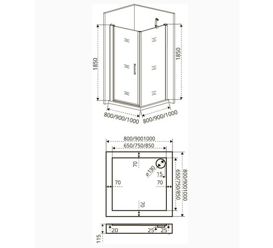 Душевой угол GOOD DOOR Fantasy CR-80-С-CH 800x800  хром, прозр. стекло 