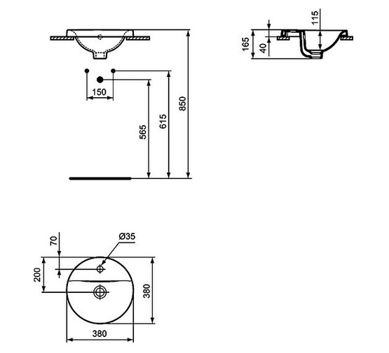 Раковина встраиваемая Ideal Standart Connect E504101 38 см