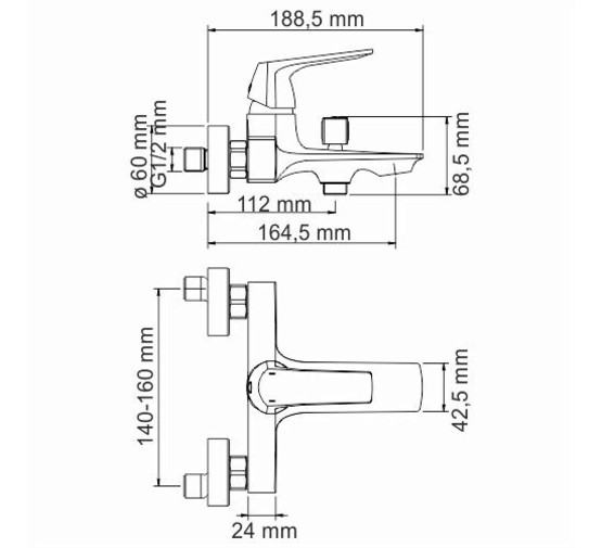 Смеситель для ванны Wasserkraft Neime 1901 хром