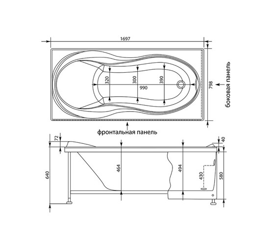 Акриловая ванна Aquanet Grenada 170x80