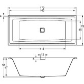 Акриловая ванна Riho Still Square LED L 170x75