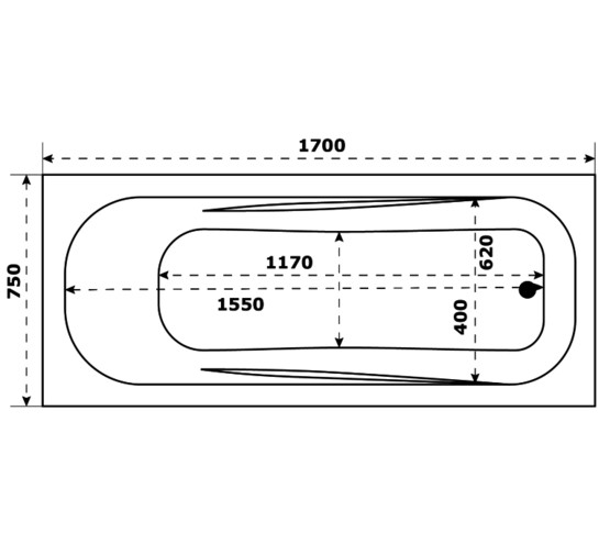 Акриловая ванна BAS Толедо 170х75