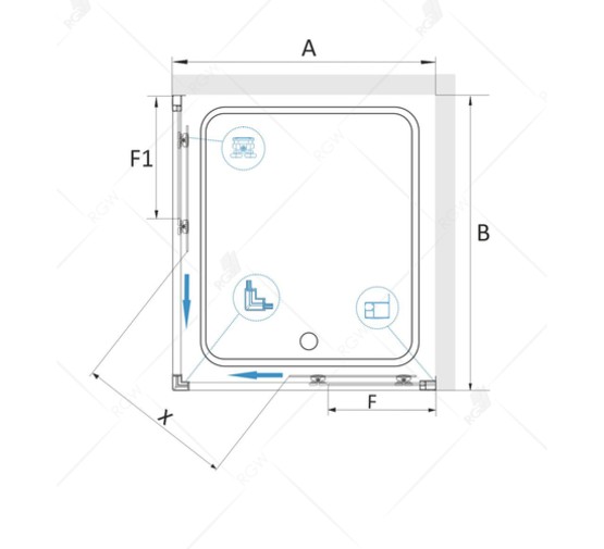 Душевой угол RGW Classic CL-34B 1000x1000 черный,прозр.стекло 