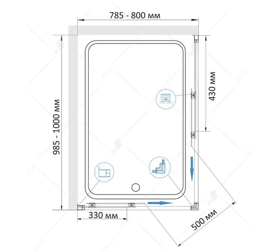 Душевой угол RGW Classic CL-44B 1000x800 черный,прозр.стекло 