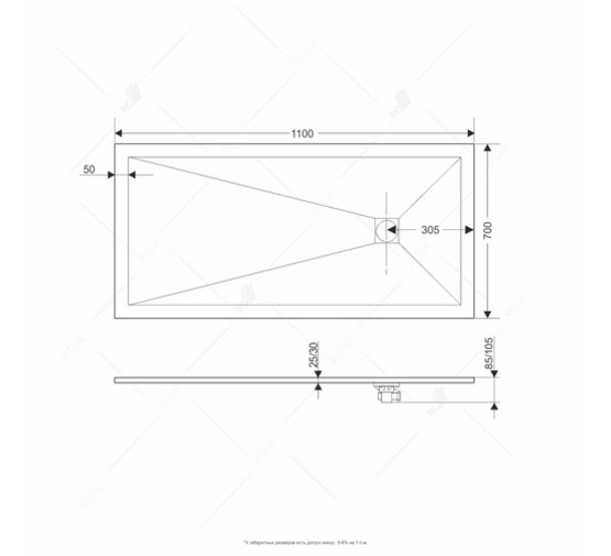 Душевой поддон RGW ST-W 1100x700 литьевой мрамор 