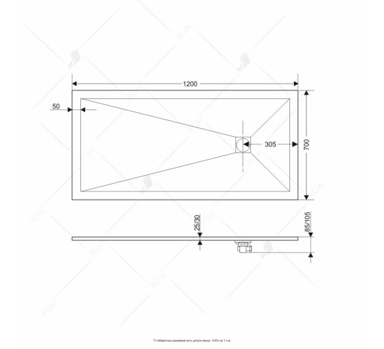 Душевой поддон RGW ST-W 1200x700 литьевой мрамор 