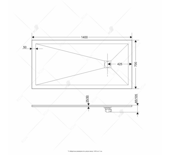 Душевой поддон RGW ST-W 1400x700 литьевой мрамор 
