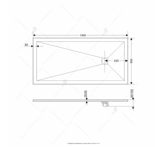 Душевой поддон RGW ST-W 1400x900 литьевой мрамор 