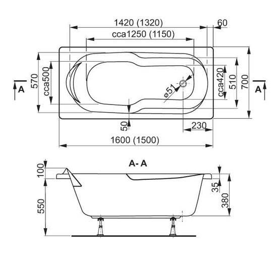 Акриловая ванна Vagnerplast Nymfa 160x70