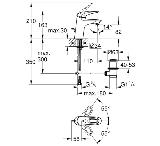 Смеситель для раковины Grohe Eurostyle New 33558003 с д/к