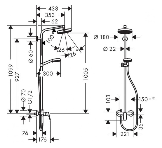 Душевая система HANSGROHE Crometta 160 1Jet 27266400