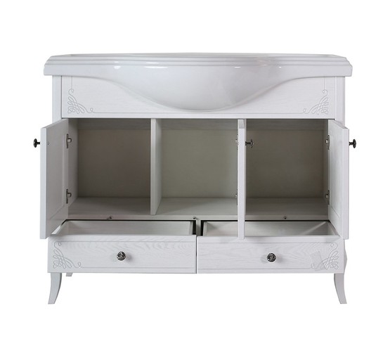 Комплект мебели ASB-Woodline Салерно 105 белый/патина серебро массив ясеня