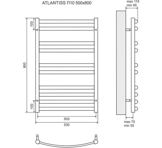 Полотенцесушитель водяной Lemark Atlantiss 500x800 П10