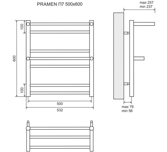 Полотенцесушитель водяной Lemark Pramen 500x600 П7 хром