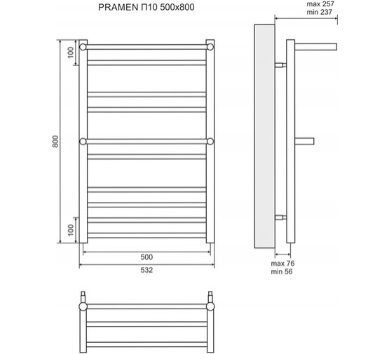 Полотенцесушитель водяной Lemark Pramen 500x800 П10 хром