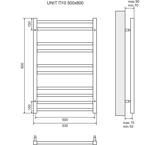 Полотенцесушитель водяной Lemark Unit 500x800 П10 хром