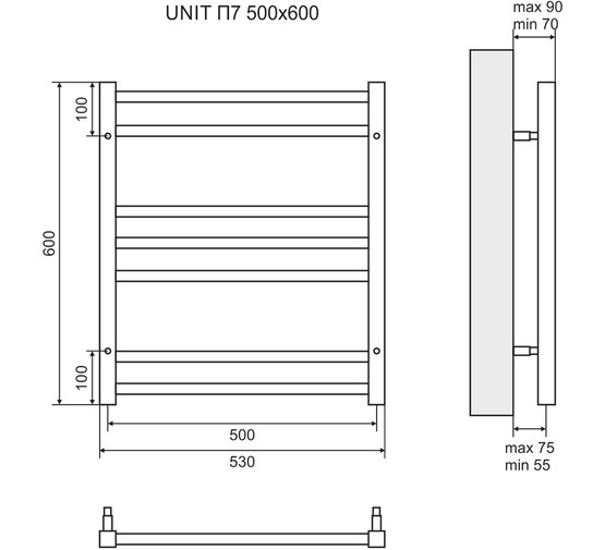 Полотенцесушитель электрический Lemark Unit 500x600 П7 хром