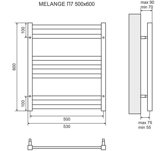 Полотенцесушитель водяной Lemark Melange 500x600 П7 хром