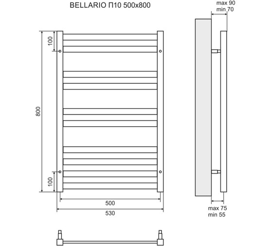 Полотенцесушитель водяной Lemark Bellario 500x800 П10 хром