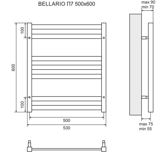 Полотенцесушитель электрический Lemark Bellario 500x600 П7 хром