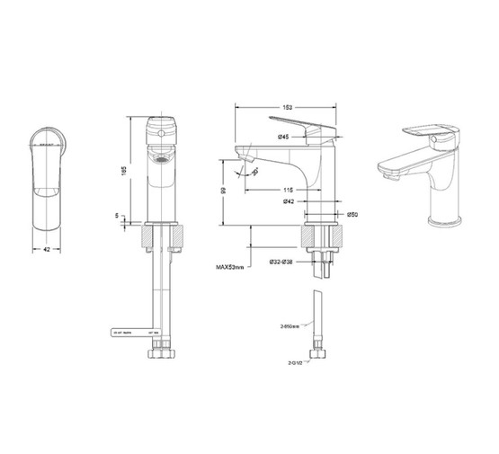 Смеситель для раковины Bravat Rhein F1429564BW-9-ENG черный