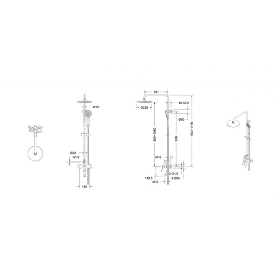 Душевая система Bravat Rhein F6429564BW-A-ENG со смесителем черный